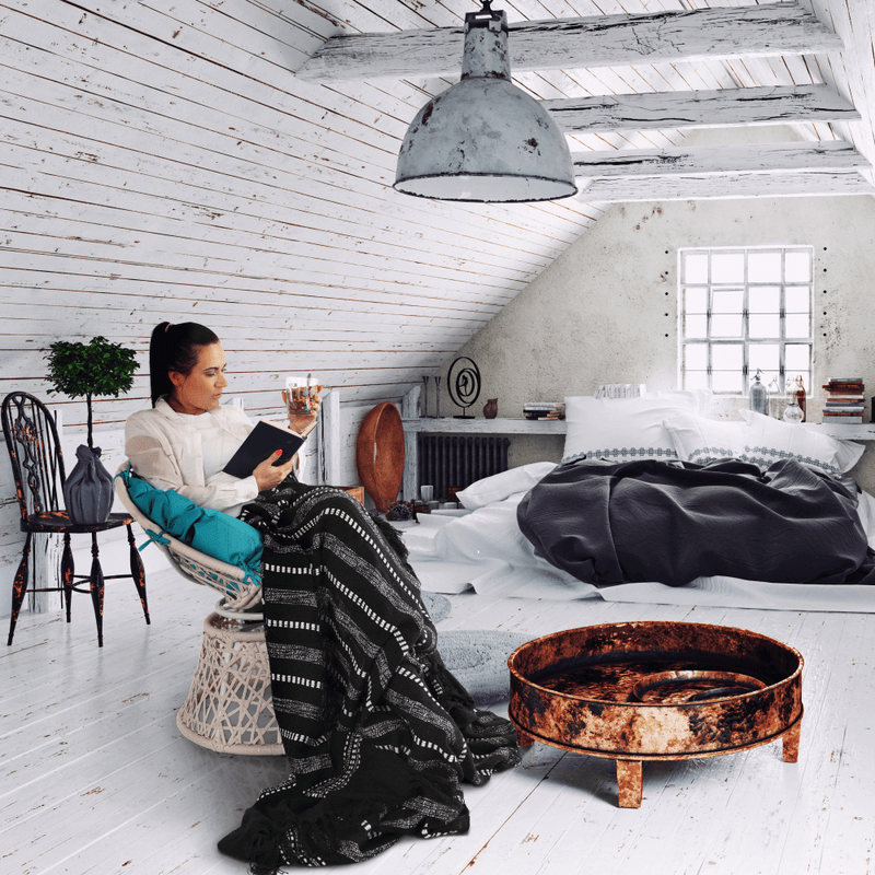 Casa si Gradina - Gradina si terasa - Mobilier exterior - Canapele si fotolii gradina - Fotoliu rotativ cu perna, alb/petrol albastru, TRISS - Infinity.ro
