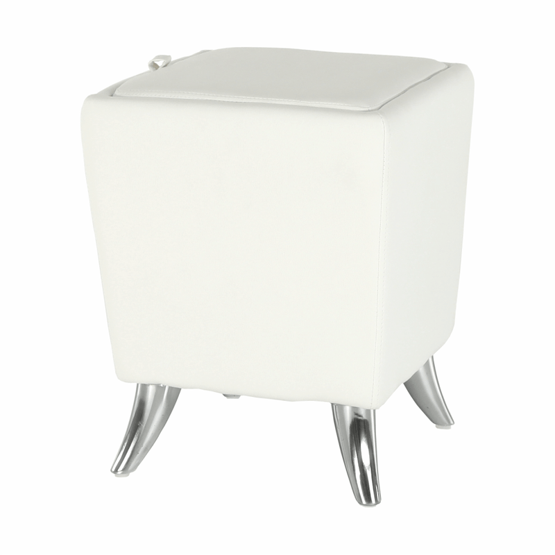 Casa si Gradina - Mobilier - Scaune si fotolii - Tabureti - Taburet, piele ecologica alba/picioare cromate, DARS NEW - Infinity.ro