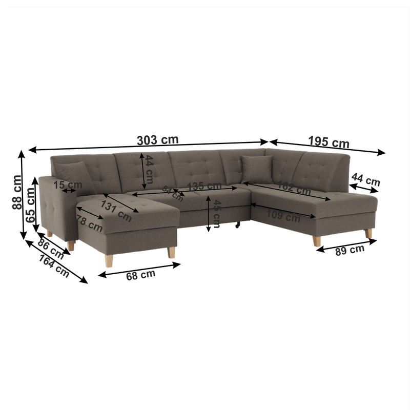 Casa si Gradina - Mobilier - Canapele si coltare - Coltare - Coltar, material textil gri maroniu TAUPE, model stanga, BRIDGET - Infinity.ro