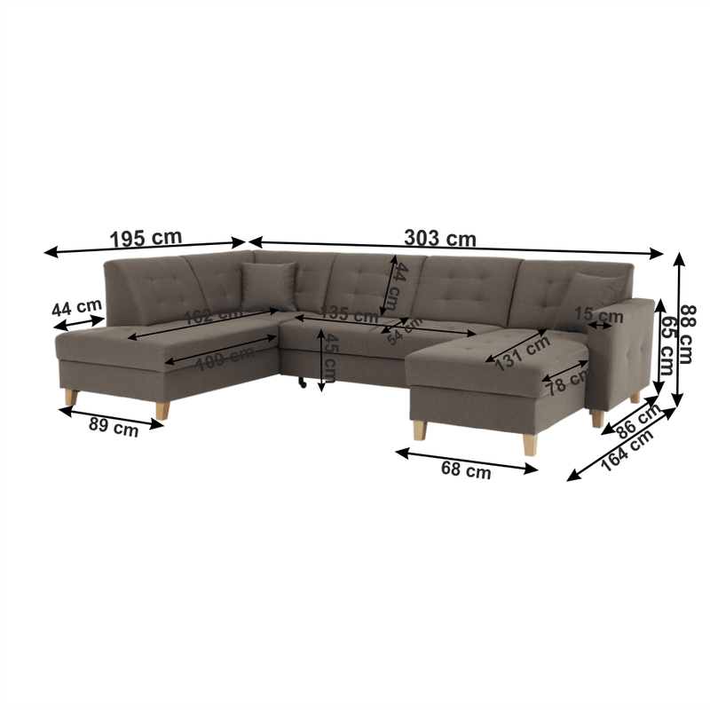 Casa si Gradina - Mobilier - Canapele si coltare - Coltare - Coltar, material textil gri maroniu TAUPE, model dreapta, BRIDGET - Infinity.ro