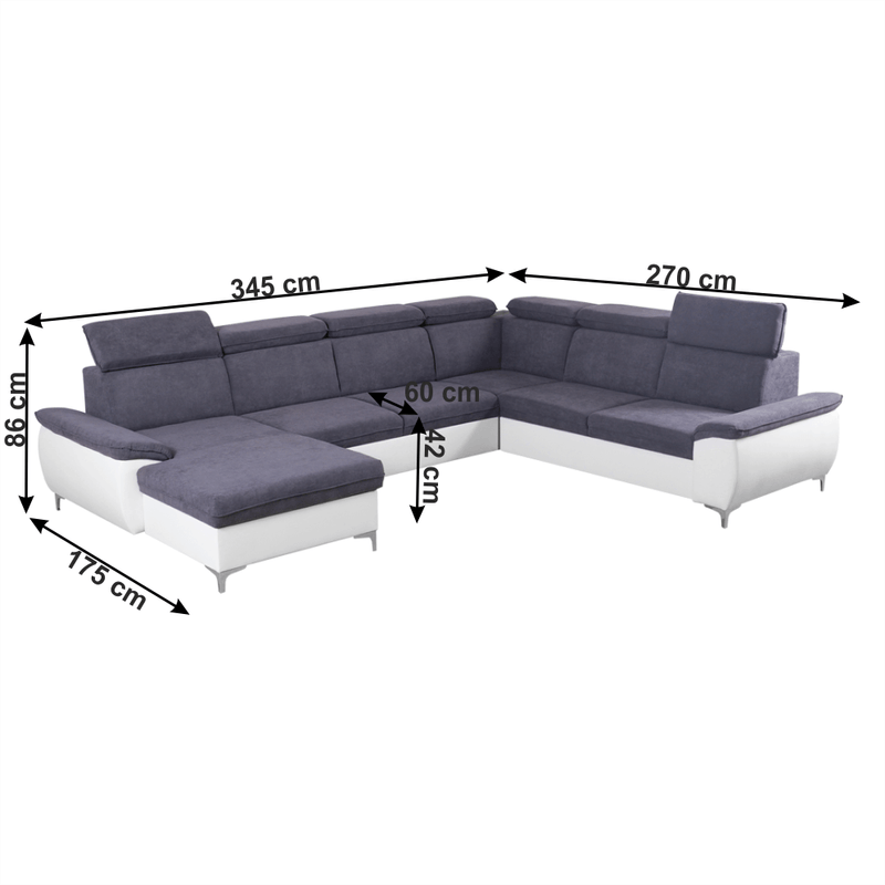 Casa si Gradina - Mobilier - Canapele si coltare - Canapele - Canapea, gri/alb, model stanga, MARELIA - Infinity.ro