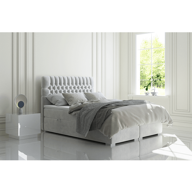 Casa si Gradina - Mobilier - Paturi si accesorii - Paturi - Pat boxspring, gri deschis, 180x200, FONDA - Infinity.ro