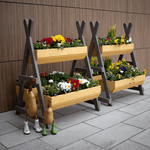 Casa si Gradina - Gradinarit si plante - Plante si ghivece - Ghivece si suporturi - Suport pentru flori din lemn, natural / gri, BERON - Infinity.ro
