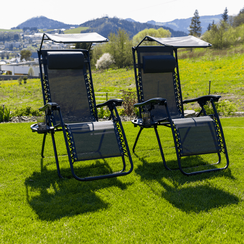 Casa si Gradina - Gradina si terasa - Mobilier exterior - Scaune si sezlonguri gradina - Set de 2 scaune reglabile de gradina, gri, KASPIAN - Infinity.ro
