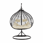 Casa si Gradina - Gradina si terasa - Mobilier exterior - Scaune si sezlonguri gradina - Scaun agatat dublu, maro/crem, DALVEA NEW - Infinity.ro