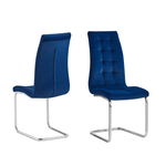 Casa si Gradina - Mobilier - Scaune si fotolii - Scaune - Scaun de masa, tesatura albastra din catifea / crom, SALOMA NEW - Infinity.ro