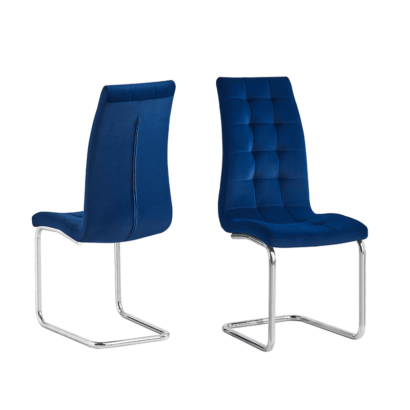Casa si Gradina - Mobilier - Scaune si fotolii - Scaune - Scaun de masa, tesatura albastra din catifea / crom, SALOMA NEW - Infinity.ro