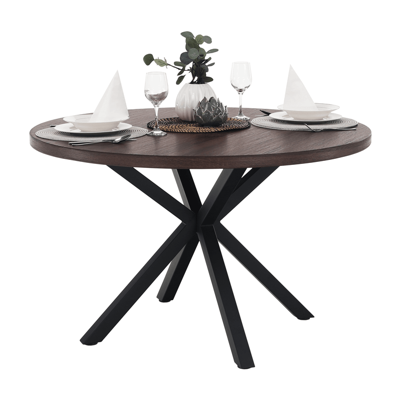 Casa si Gradina - Mobilier - Mese si birouri - Mese bucatarie si dining - Masa de sufragerie stejar inchis / negru, diametru 120 cm, MEDOR - Infinity.ro