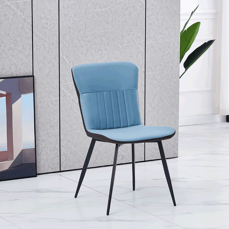 Casa si Gradina - Mobilier - Scaune si fotolii - Scaune - Scaun de luat masa, piele ecologica, albastru / maro, KLARISA - Infinity.ro