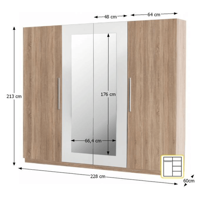 Casa si Gradina - Mobilier - Seturi de mobilier - Seturi dormitor - Set dormitor (dulap, pat si 2 noptiere), stejar sonoma/ alb, MARTINA - Infinity.ro