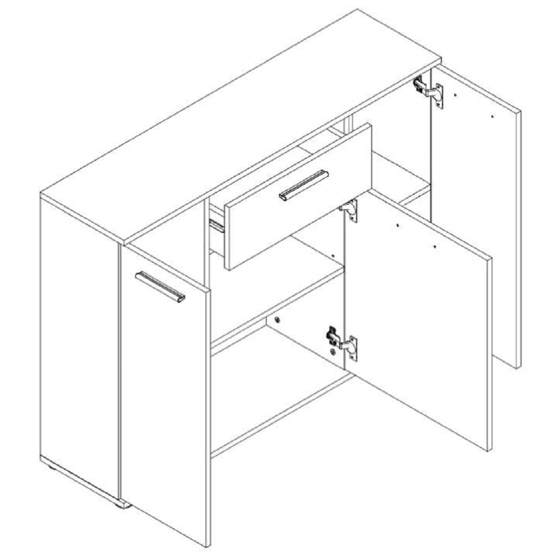 Casa si Gradina - Mobilier - Comode si corpuri - Comode - Comoda cu trei usi, alb, NOKO-SINGA 35 - Infinity.ro