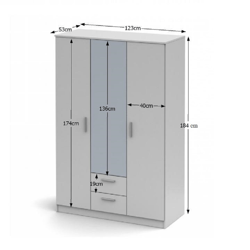 Casa si Gradina - Mobilier - Dulapuri si sifoniere - Dulapuri - Dulap 3 usi cu oglinda, alb, NOKO-SINGA 82 - Infinity.ro