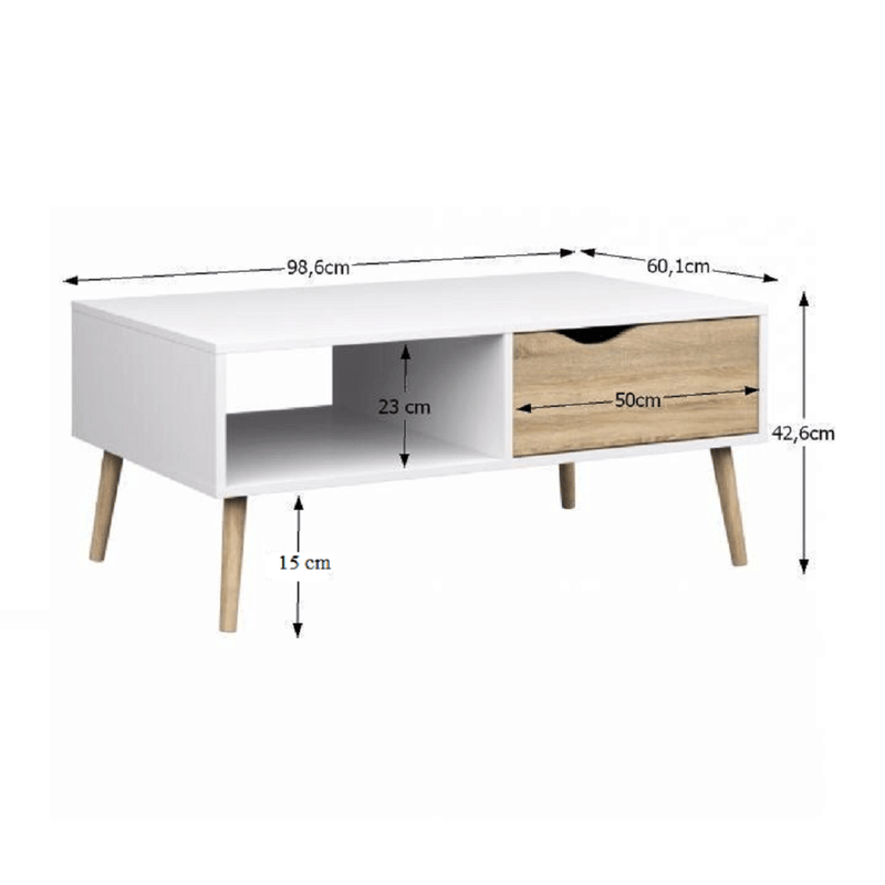 Casa si Gradina - Mobilier - Mese si birouri - Masute de cafea - Masuta de cafea, stejar sonoma/alb, OSLO 75384 - Infinity.ro