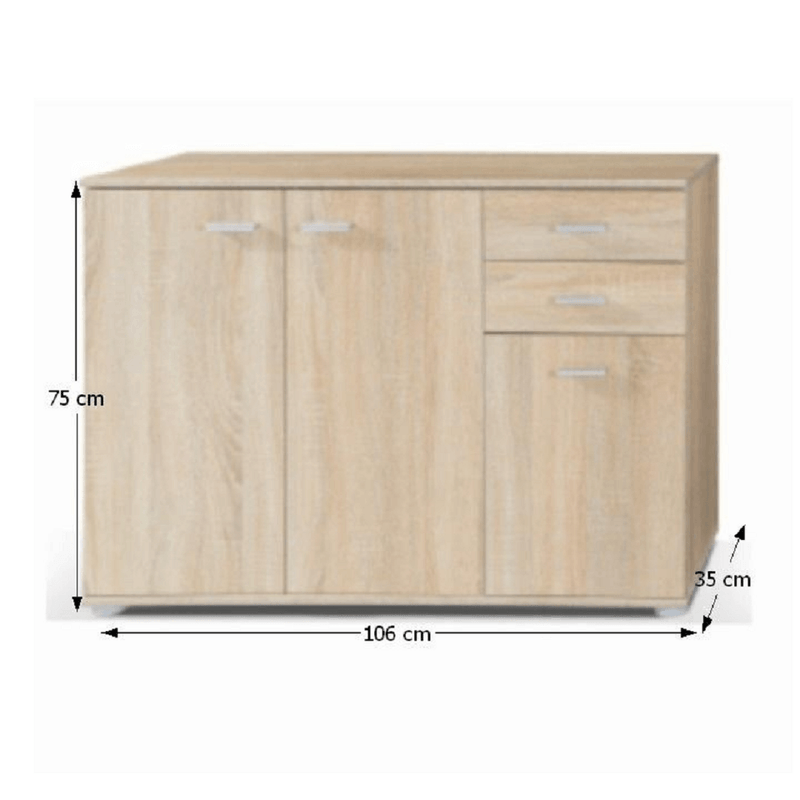 Casa si Gradina - Mobilier - Comode si corpuri - Comode - Comoda 1-3T2S, stejar sonoma, TAMPA - Infinity.ro