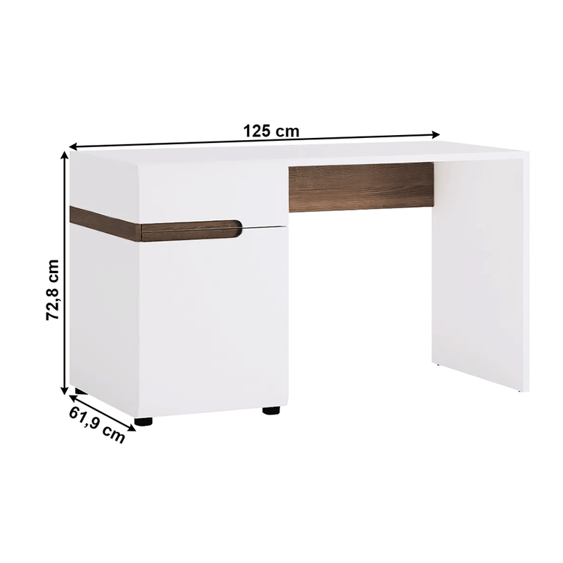 Casa si Gradina - Mobilier - Mese si birouri - Birouri - Masa PC, alb extra lucios HG/stejar sonoma inchis trufa, LYNATET Tip 80 - Infinity.ro