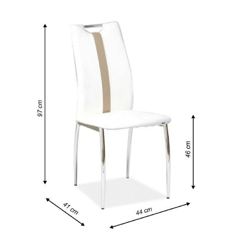 Casa si Gradina - Mobilier - Scaune si fotolii - Scaune - Scaun, alb / bej, piele ecologica / crom, SIGNA - Infinity.ro