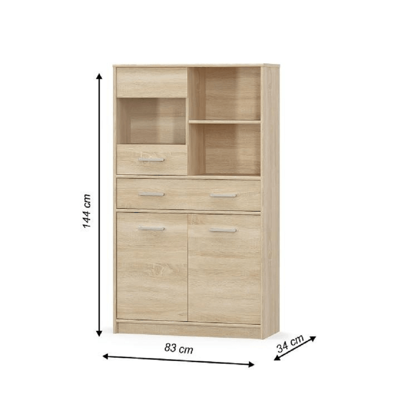 Casa si Gradina - Mobilier - Dulapuri si sifoniere - Dulapuri - Vitrina 2D1W1S/80, stejar sonoma, TEYO - Infinity.ro