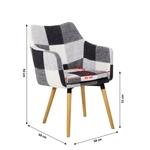 Casa si Gradina - Mobilier - Scaune si fotolii - Fotolii - Fotoliu, alb/model patchwork negru/fag, LANDOR - Infinity.ro