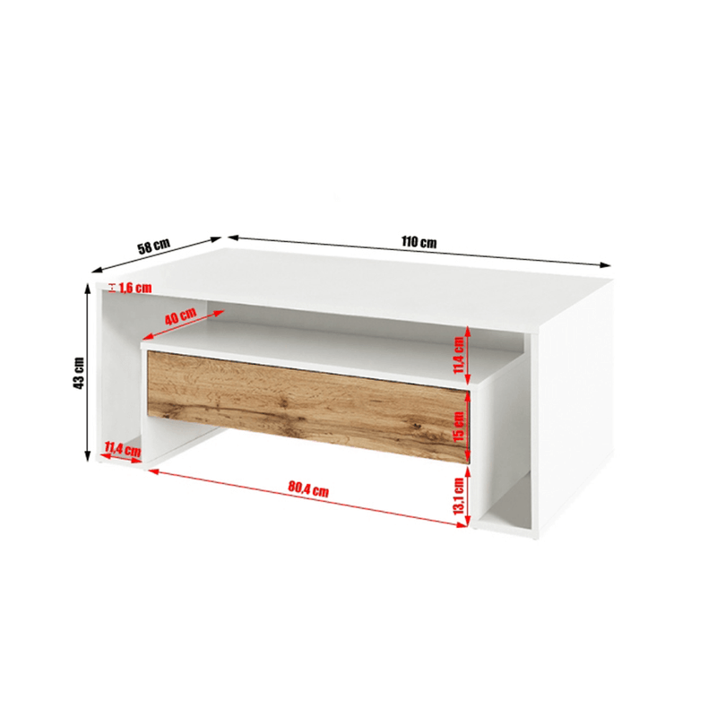 Casa si Gradina - Mobilier - Mese si birouri - Masute de cafea - Masuta de cafea, alb/stejar wotan, DAWSON - Infinity.ro