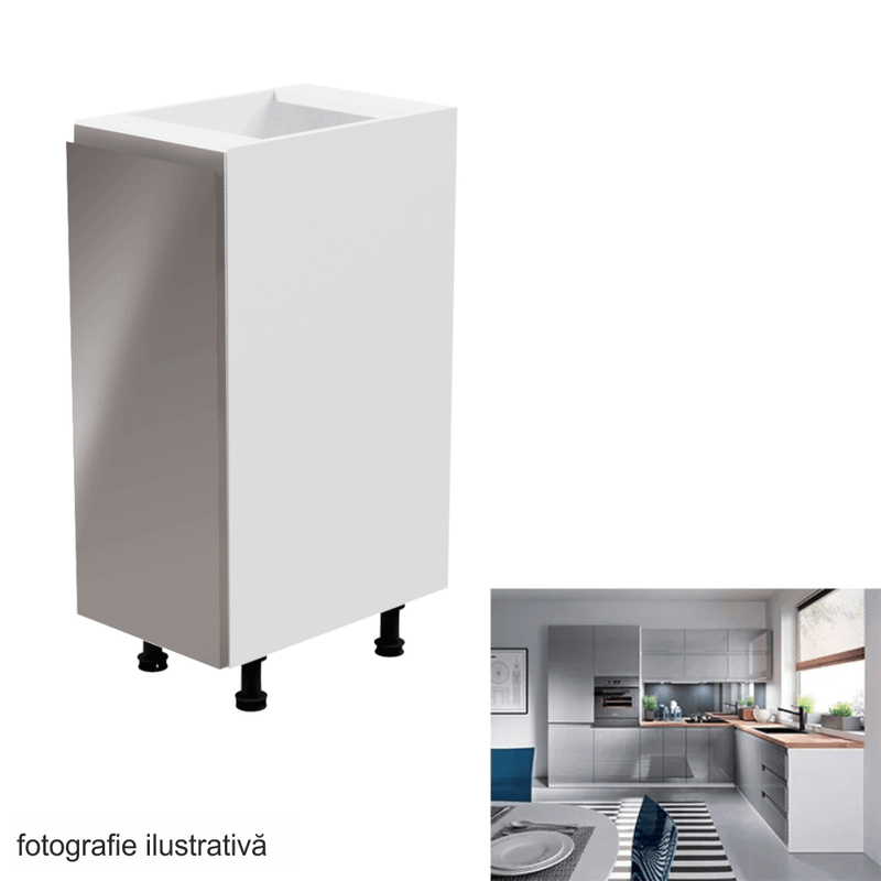 Casa si Gradina - Mobilier - Dulapuri si sifoniere - Dulapuri - Dulap inferior, alb/gri extra lucios, stanga, AURORA D30 - Infinity.ro