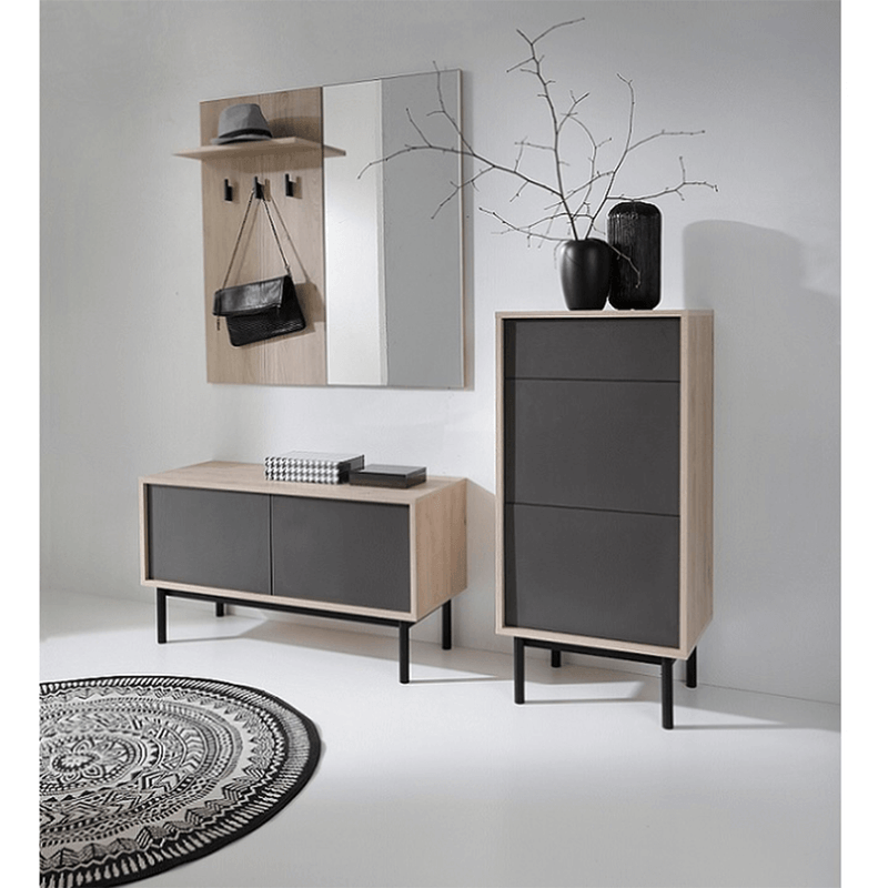 Casa si Gradina - Mobilier - Organizare si depozitare - Cuiere - Mobilier de hol, stejar jaskson hickory/grafit, BERGEN BGD104 - Infinity.ro