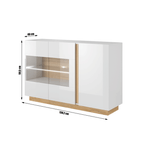 Casa si Gradina - Mobilier - Comode si corpuri - Comode - Comoda cu sticla, alb/stejar grandson/alb lucios, CITY - Infinity.ro