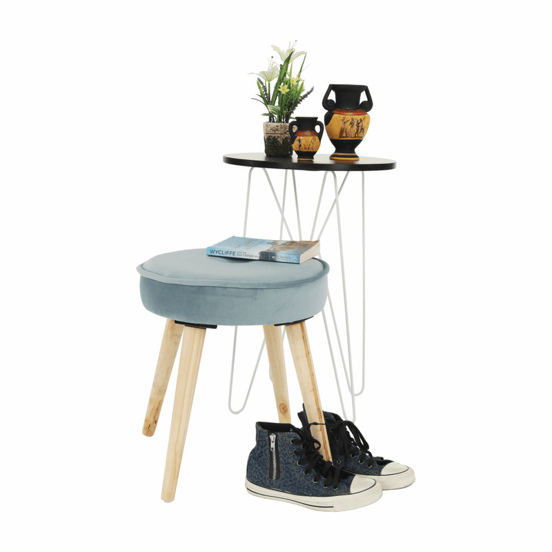 Casa si Gradina - Mobilier - Scaune si fotolii - Tabureti - Taburet, catifea Velvet gri albastrui/pin, MERLE - Infinity.ro