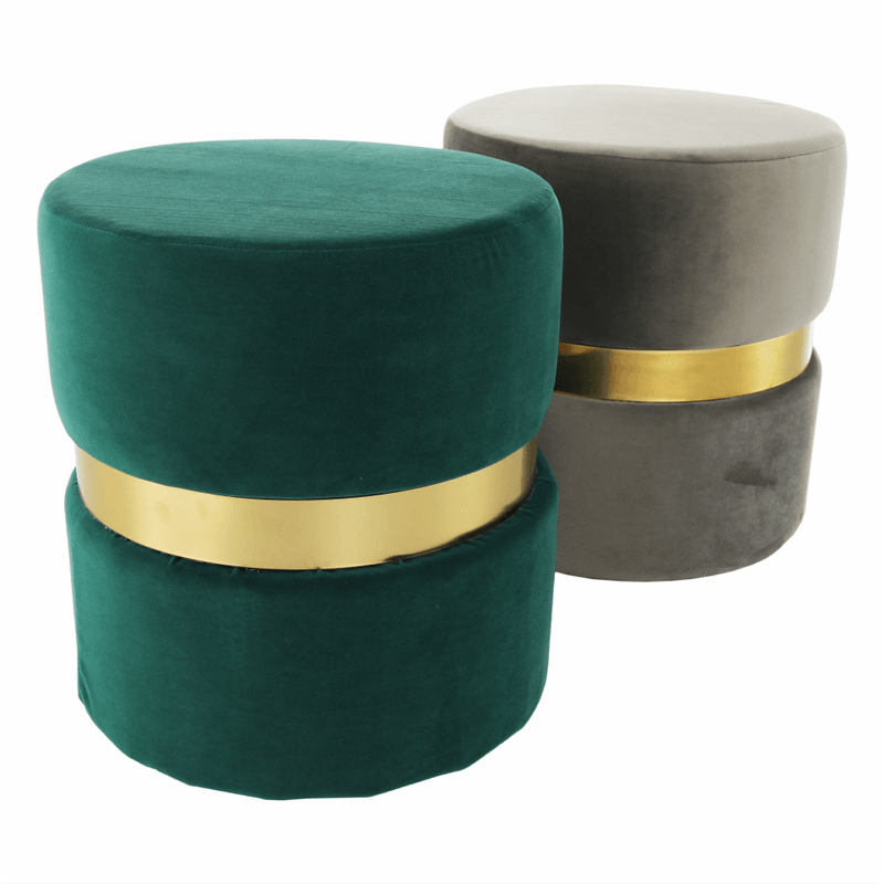 Casa si Gradina - Mobilier - Scaune si fotolii - Tabureti - Taburet, catifea Velvet gri maroniu/vopsea aurie, VIZEL - Infinity.ro