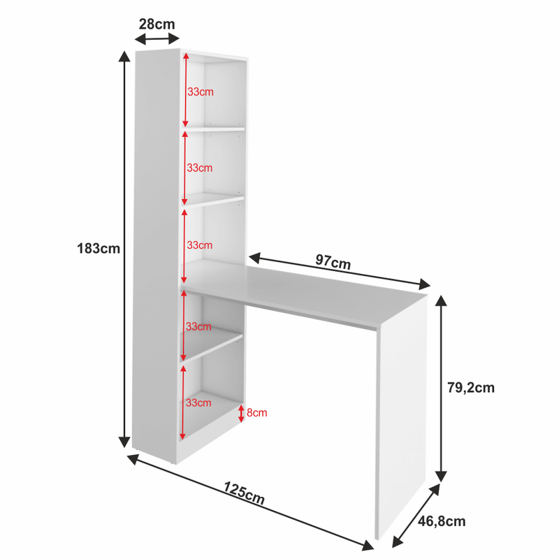 Casa si Gradina - Mobilier - Mese si birouri - Birouri - Masa (birou) multifunctionala, alb, 125x50 cm, JASMIN - Infinity.ro