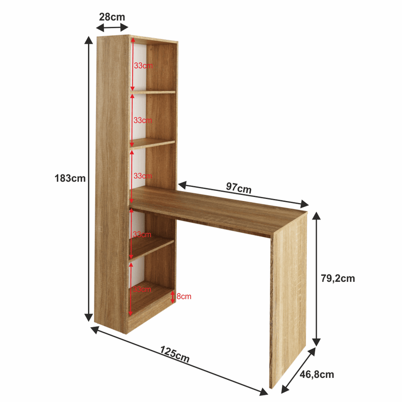 Casa si Gradina - Mobilier - Mese si birouri - Birouri - Masa (birou) multifunctionala, stejar sonoma, 125x50 cm, JASMIN - Infinity.ro