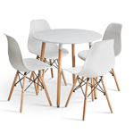 Casa si Gradina - Mobilier - Mese si birouri - Mese bucatarie si dining - Masa dining, alb/fag, diametru 80 cm, ELCAN - Infinity.ro
