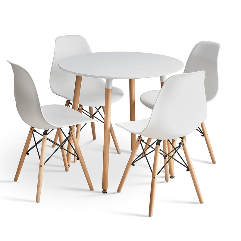 Casa si Gradina - Mobilier - Mese si birouri - Mese bucatarie si dining - Masa dining, alb/fag, diametru 80 cm, ELCAN - Infinity.ro