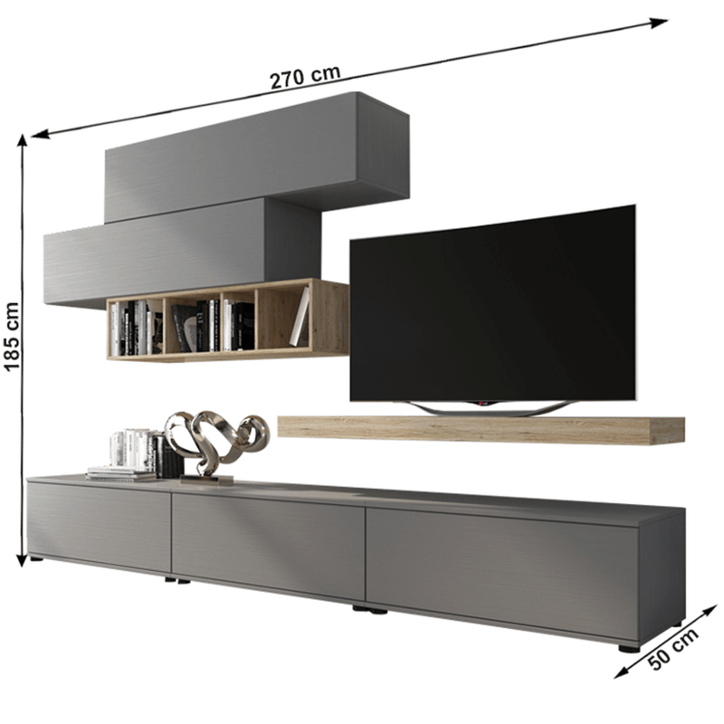 Casa si Gradina - Mobilier - Seturi de mobilier - Seturi living - Ansamblu living, gri/stejar san remo, KORFU - Infinity.ro