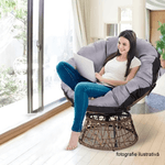 Casa si Gradina - Gradina si terasa - Mobilier exterior - Canapele si fotolii gradina - Fotoliu rotativ cu perna, alb/petrol albastru, TRISS - Infinity.ro