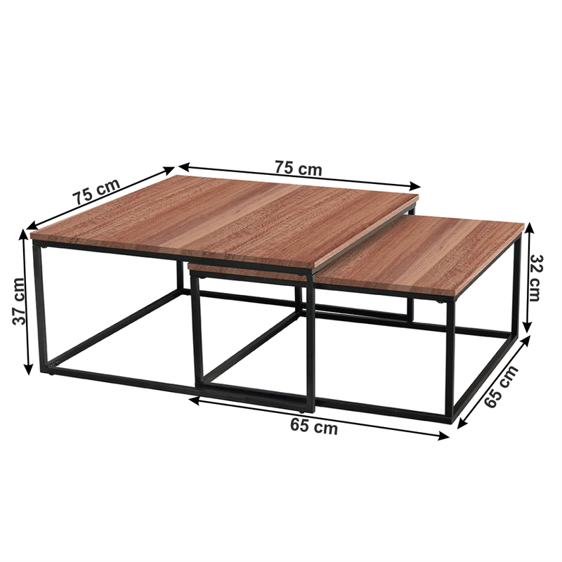 Casa si Gradina - Mobilier - Mese si birouri - Masute de cafea - Set 2 masute de cafea, nuc/ negru, KASTLER TYP 1 - Infinity.ro