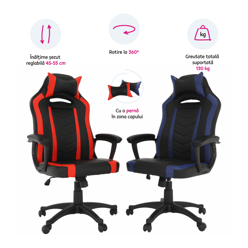 Casa si Gradina - Mobilier - Scaune si fotolii - Scaune - Scaun birou / joc, negru / rosu, AGENA - Infinity.ro