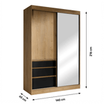 Casa si Gradina - Mobilier - Dulapuri si sifoniere - Dulapuri - Dulap cu usi glisante, stejar lefkas/negru, 140, ROMUALDA - Infinity.ro