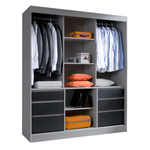Casa si Gradina - Mobilier - Dulapuri si sifoniere - Dulapuri - Dulap cu usi glisante, gri/negru, 180, ROMUALDA - Infinity.ro