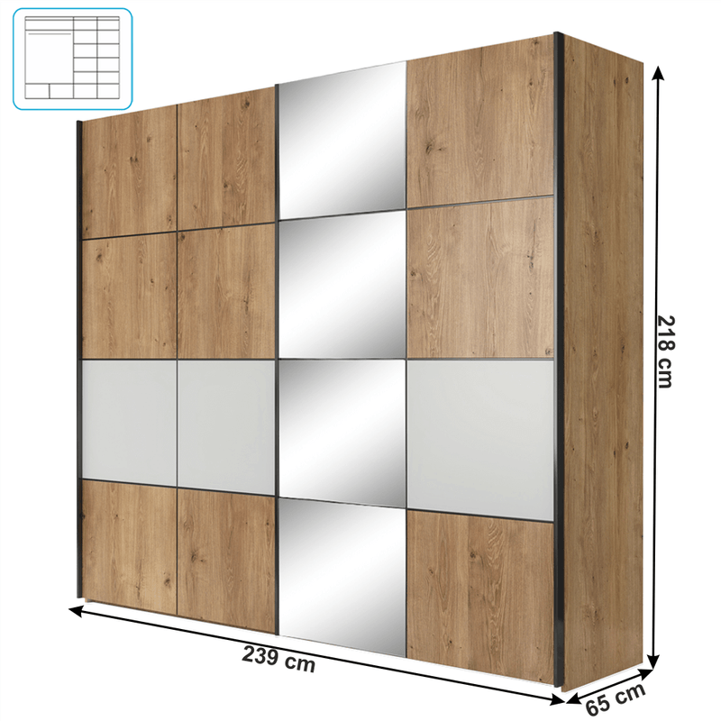 Casa si Gradina - Mobilier - Dulapuri si sifoniere - Dulapuri - Dulap cu usi glisante, stejar grandson/ alb mat, PUNO - Infinity.ro