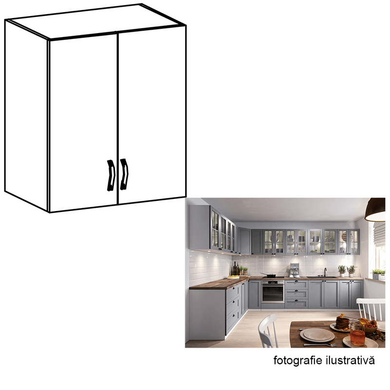 Casa si Gradina - Mobilier - Comode si corpuri - Corpuri bucatarie - Cabinet superior, alb/gri mat, LAYLA G60 - Infinity.ro
