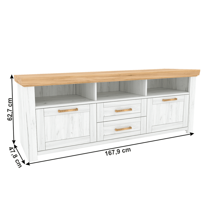 Casa si Gradina - Mobilier - Comode si corpuri - Comode - RTV masuta B, stejar craft auriu / stejar craft alb, SUDBURY - Infinity.ro