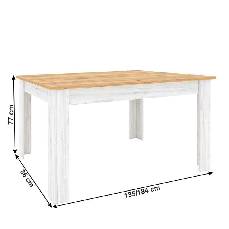 Casa si Gradina - Mobilier - Mese si birouri - Mese bucatarie si dining - Masa dining extensibila, stejar craft auriu / stejar craft alb, 135-184x86 cm, SUDBURY - Infinity.ro