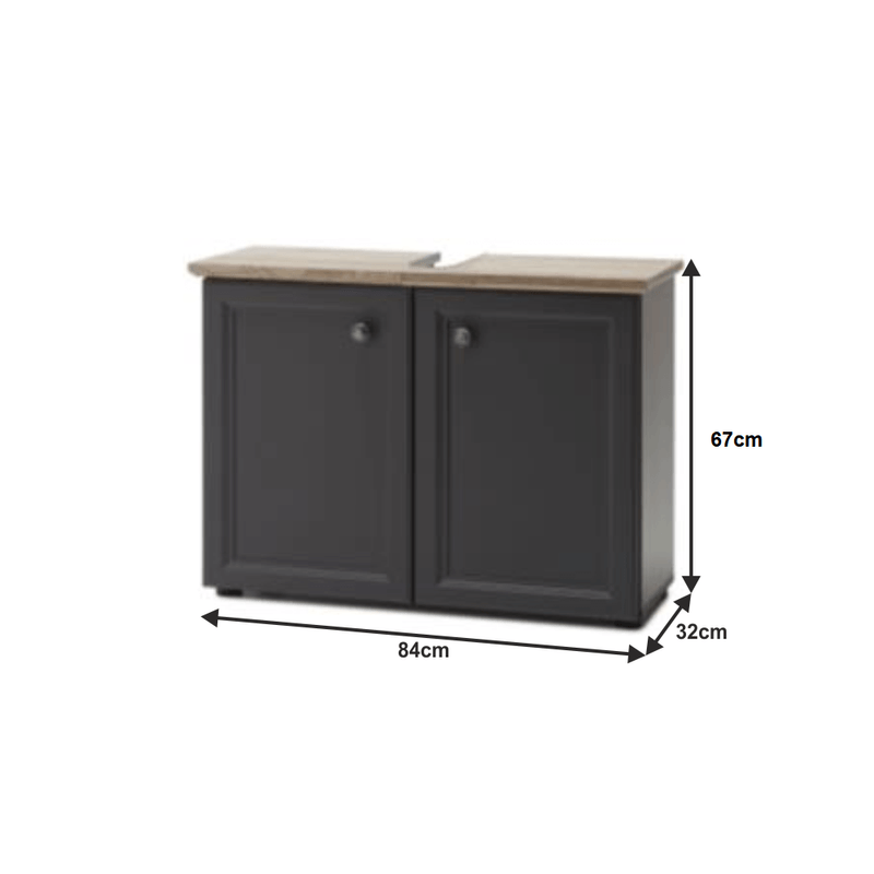 Casa si Gradina - Mobilier - Dulapuri si sifoniere - Dulapuri - Dulap pentru chiuveta, gri inchis / stejar, TOSKANA - Infinity.ro