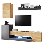 Casa si Gradina - Mobilier - Seturi de mobilier - Seturi living - Mobilier living, gri antracit/stejar wotan, DULA - Infinity.ro