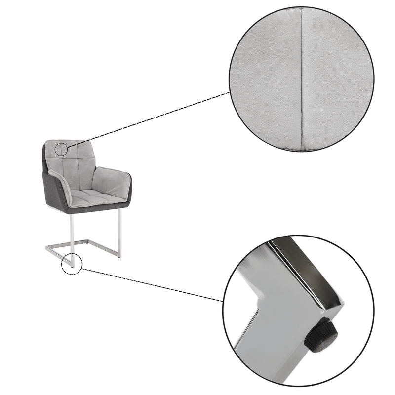Casa si Gradina - Mobilier - Scaune si fotolii - Scaune - Scaun bucatarie, catifea Velvet gri/material textil, CHIMENA - Infinity.ro