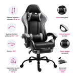 Casa si Gradina - Mobilier - Scaune si fotolii - Fotolii - Fotoliu birou/gaming cu suport pentru picioare, negru/gri, TARUN - Infinity.ro