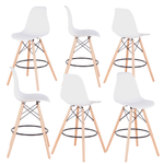 Casa si Gradina - Mobilier - Scaune si fotolii - Scaune - 6 buc scaun de bar, alb/fag, CARBRY 2 NEW - Infinity.ro