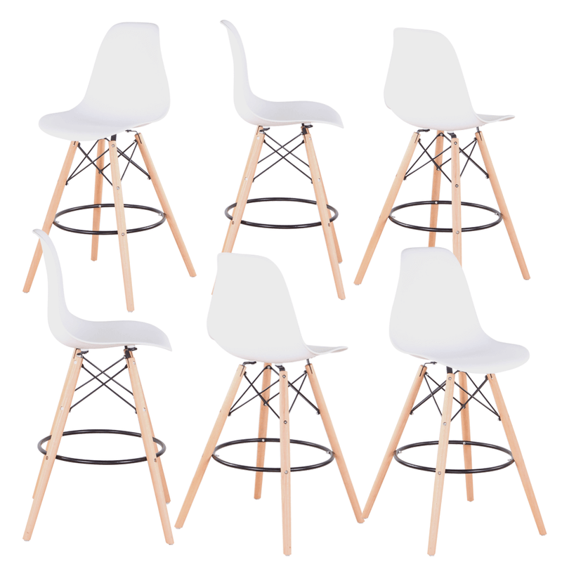Casa si Gradina - Mobilier - Scaune si fotolii - Scaune - 6 buc scaun de bar, alb/fag, CARBRY 2 NEW - Infinity.ro