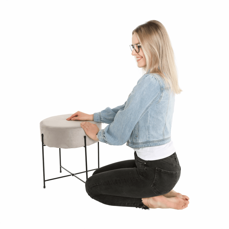 Casa si Gradina - Mobilier - Scaune si fotolii - Tabureti - Taburet, catifea Velvet gri/negru, MARIME - Infinity.ro