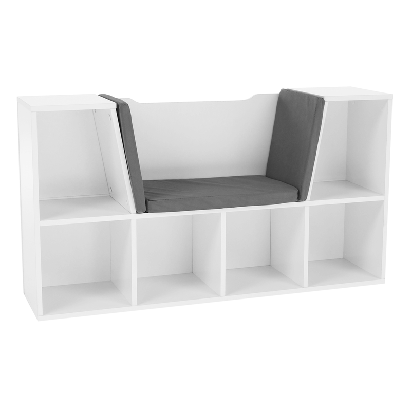 Casa si Gradina - Mobilier - Mobilier copii - Mobilier camera copiilor - Biblioteca pentru copii cu scaune, alb / gri, FERIA - Infinity.ro